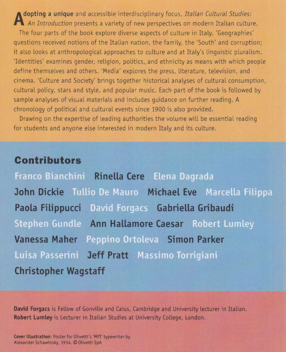 Italian Cultural Studies, an Introduction - Forgacs, David (ed); Lumley,