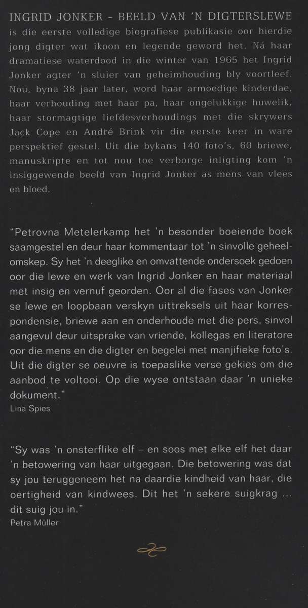 INGRID JONKER BEELD VAN N DIGTERSLEWE - METLERKAMP,P