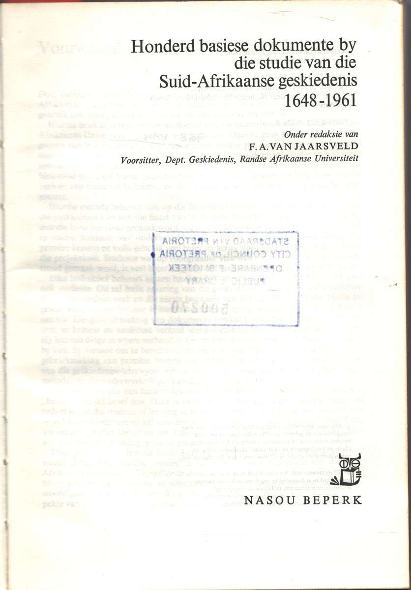 100 BASIESEDOKUMENTE BY DIE STUDIE 2H SECONDHAND - VANJAARSVELD,FA
