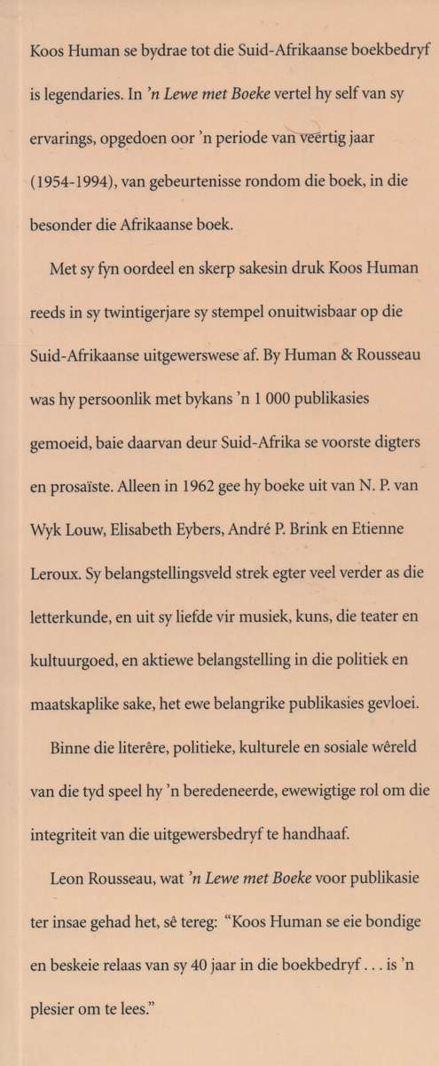 n Lewe Met Boeke - Human, Koos