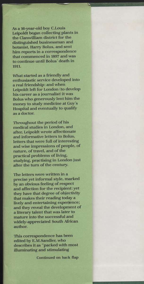 Dear Dr Bolus: Letters from Clanwilliam, London, New York & The Cont - Leipoldt, C. Louis; Sandler,