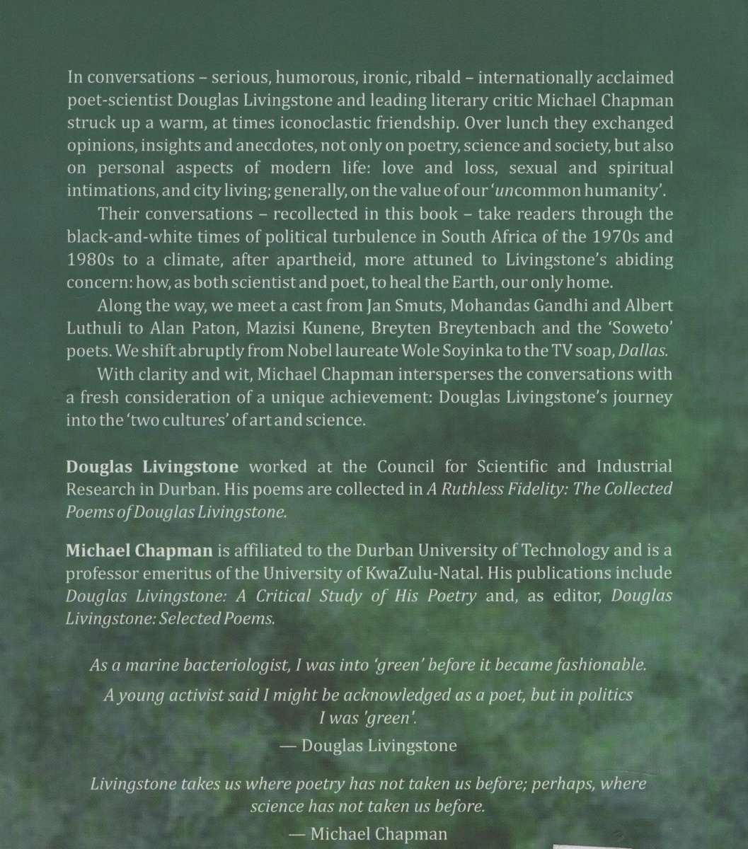 Green in Black-and-White Times: Conversations with Douglas Livingsto - Chapman, Michael