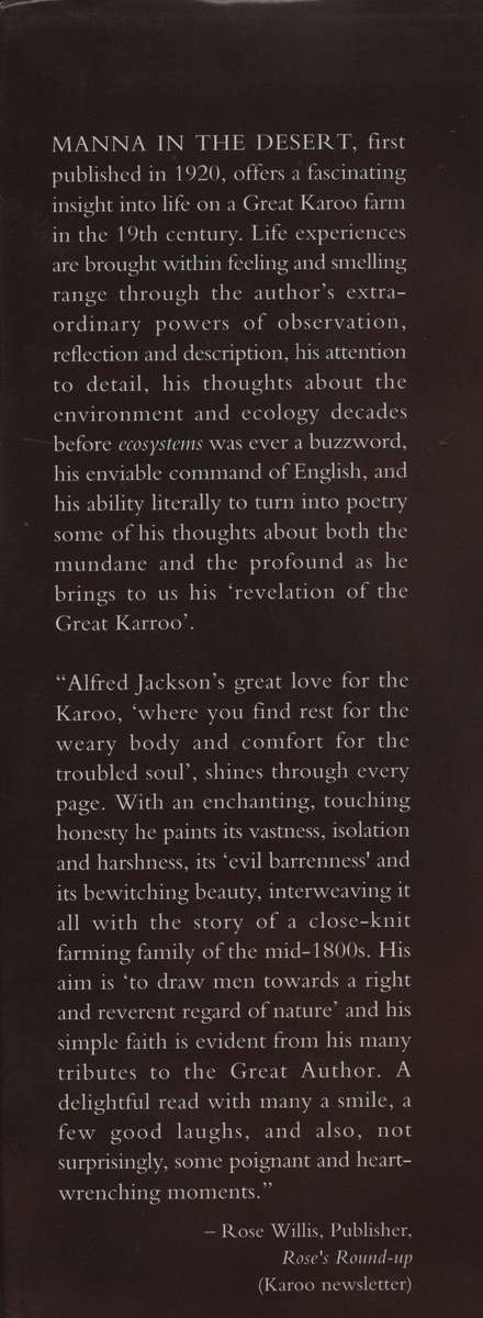 Manna in the Desert: A Revelation of the Great Karoo - Jackson, Alfred de Jager