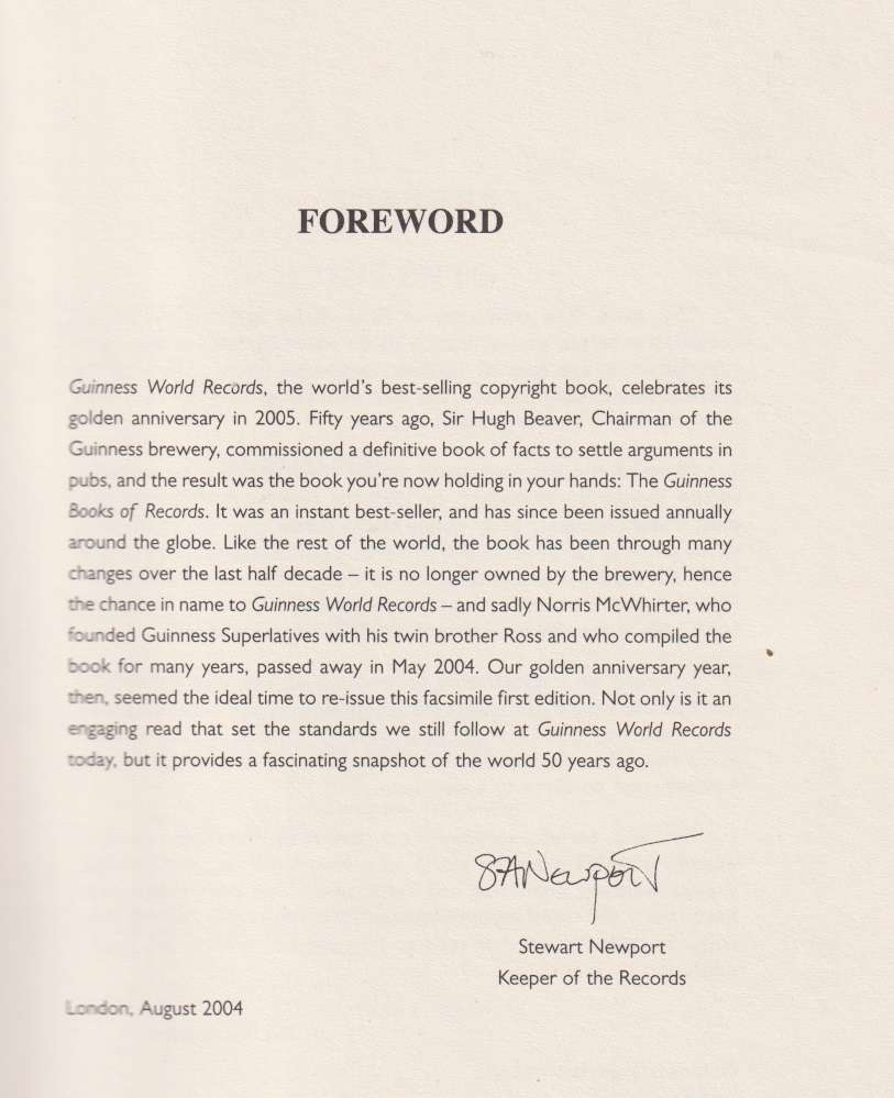 GUINNESS WORLD RECORDS 50 YEAR FACSIMILE SECONDHAND - GUINNESS