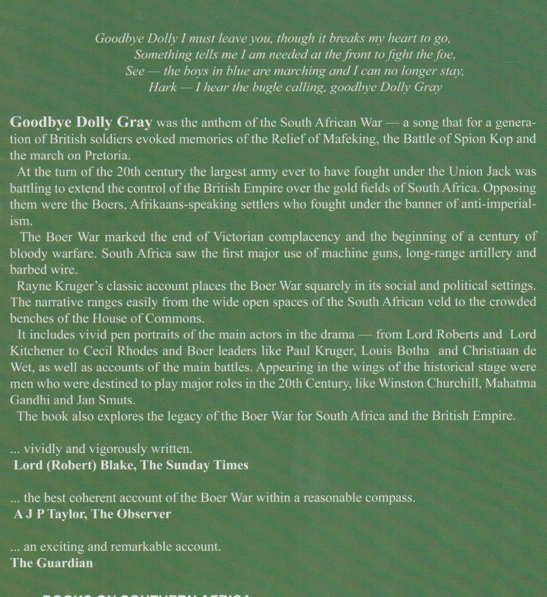 Goodbye Dolly Gray: The Story of the Boer War - Kruger, Rayne