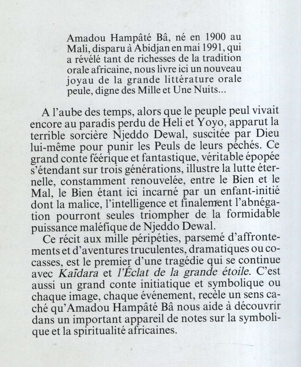 Njeddo Dewal. Mere de la Calamite - Amadou Hampate BA