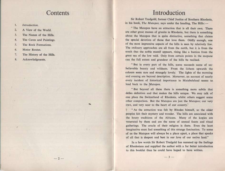 The Matopo Hills and A View of the World. Second-hand SECONDHAND - C.K. Cooke