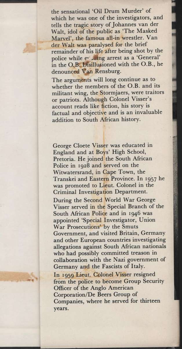 OB: Traitors or Patriots? - Visser, George Cloete