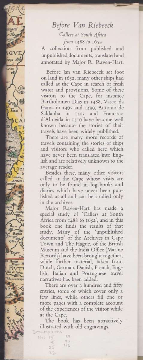 Before van Riebeeck: Callers at South Africa from 1488 to 1652 - Ravan-Hart, R.