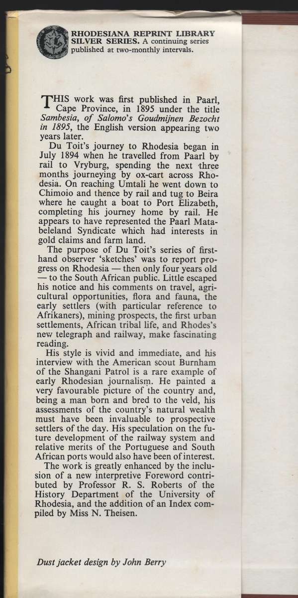 Rhodesia: Past and Present.  - Du Toit, S. J.