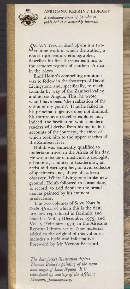 Seven Years in South Africa. Travels, Researches, and Hunting Advent - Holub, Emil