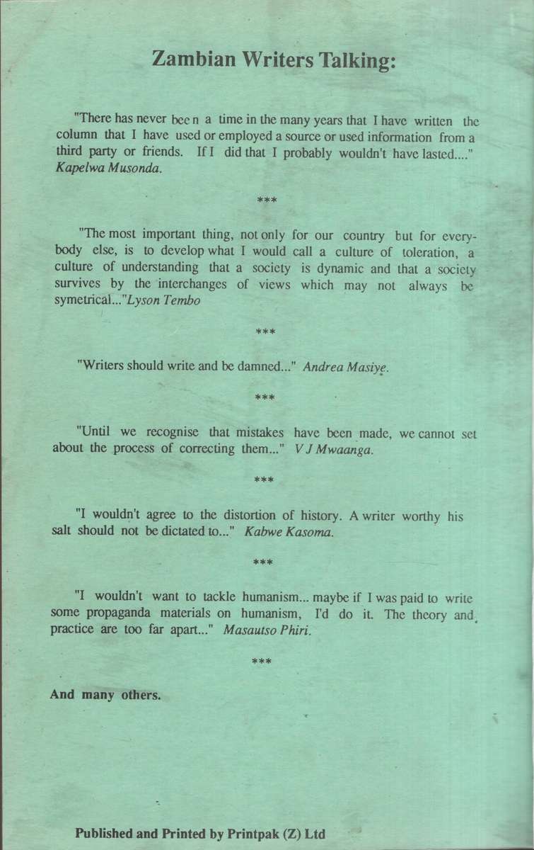 Zambian Writers Talking - Sumaili, F. K. M.