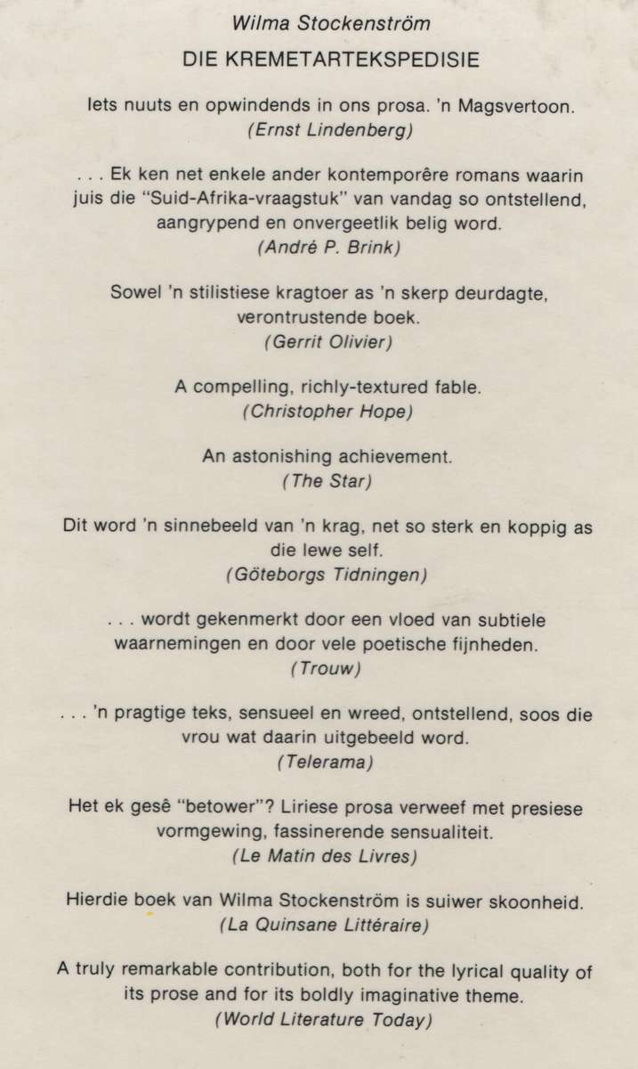 Die Kremetartekspedisie - StockenstrÃ¶m, Wilma