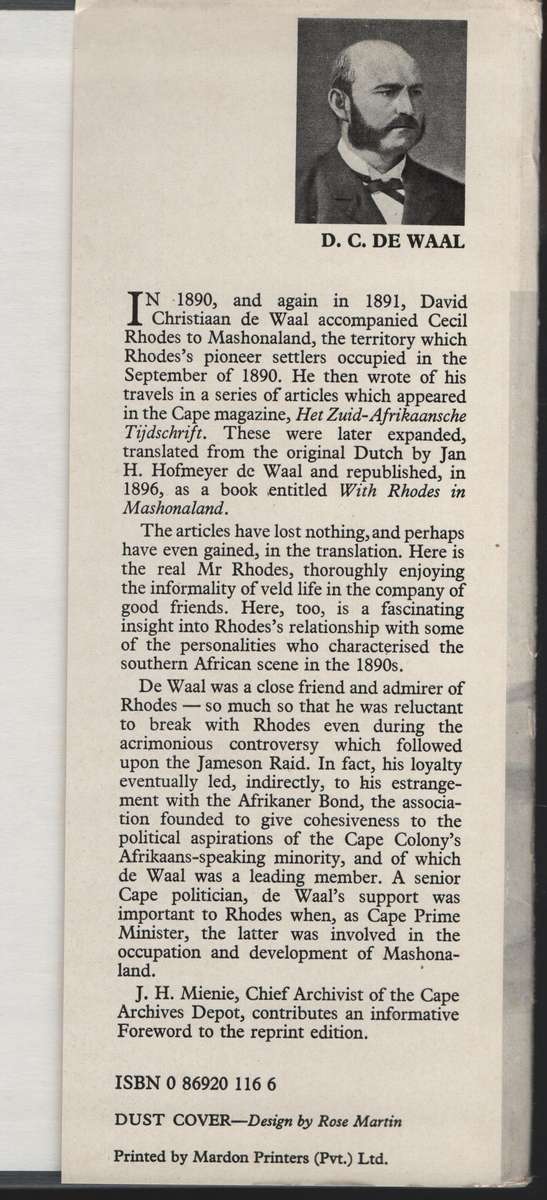 With Rhodes in Mashonaland - De Waal, D. C.