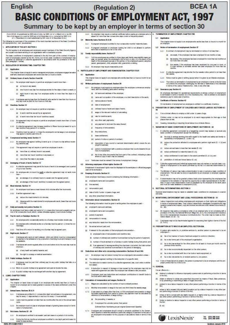 BASIC CONDITIONS OF EMPLOYMENT ACT - LEXISNEXIS