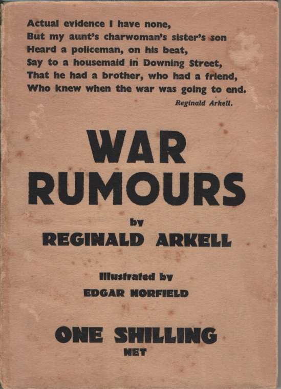 WAR RUMOURS POETRY SECOND HAND - ARKELL,REGINALD