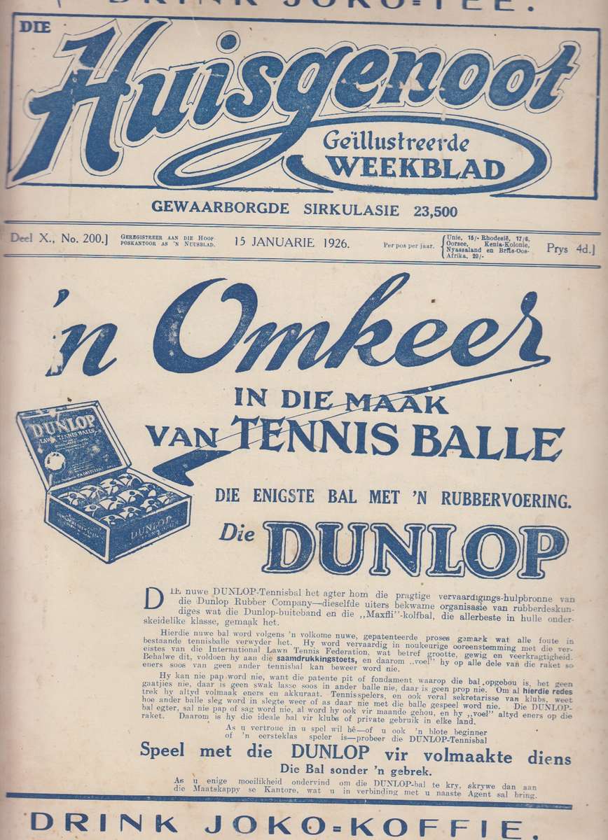 Die huisgenoot deel X no 200 15 Januarie 1926 SECONDHAND - Huisgenoot
