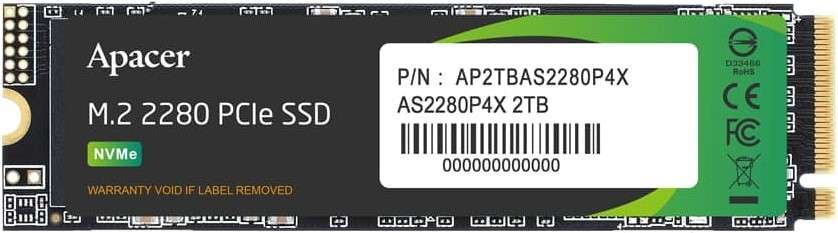Apacer AS2280 M.2 PCIe SSD - 256GB Capacity PCIe Gen3 x 4 Interface NVMe 1.3 Standard Extremely T...