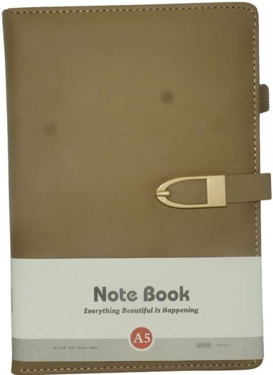 Brainware A5 Tan NoteBook With Magnetic Clip