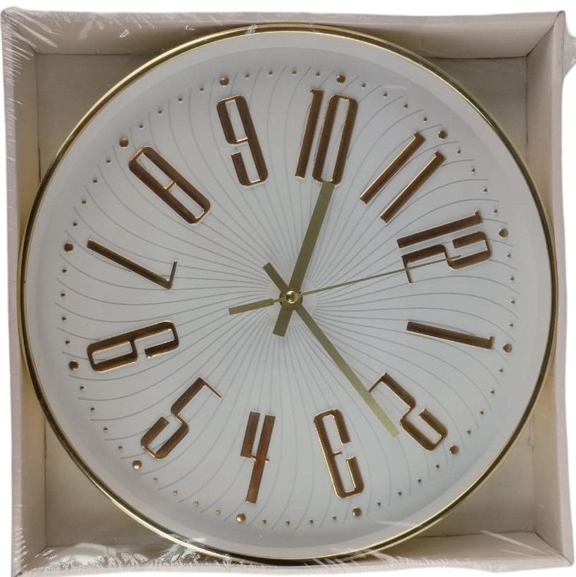 Casey Wall Clock Gold Outer Rim With Gold Details And White