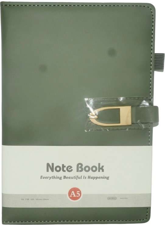 Brainware A5 Green NoteBook With Magnetic Clip