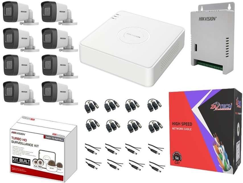 Hikvision 8 Channel DVR 2MP Camera 100M Cat6 Cable CCTV Kit