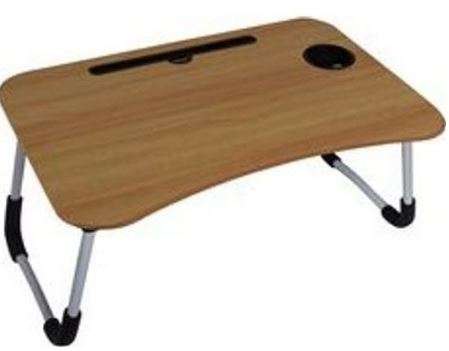 UniQue Multifunctional Foldable Laptop Desk-Wood Finish Table Top - Compact Space Saving Design D...