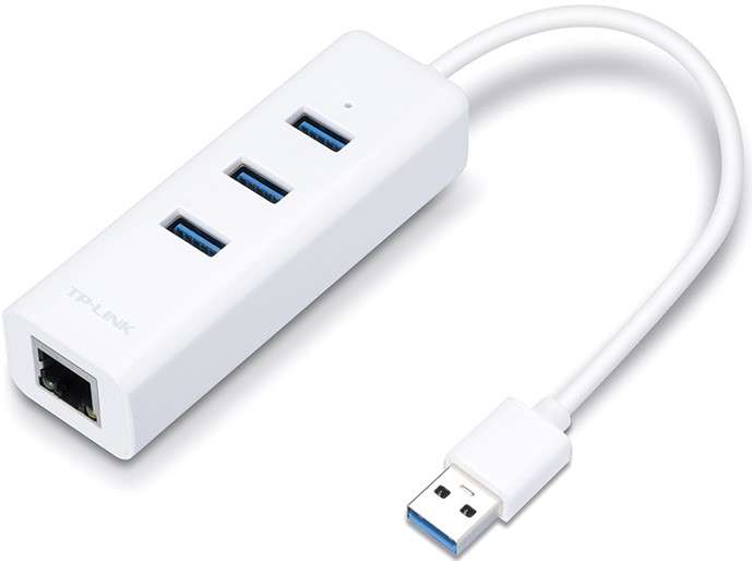 TP-Link USB 3.0 3-Port Hub & Gigabit Ethernet Adapter 2 in 1 USB Adapter - 3 x USB 3.0 Ports with...