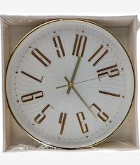 Casey Wall Clock Gold Outer Rim With Gold Details And White Face 30cm Radius Size Retail Box 3 mo...