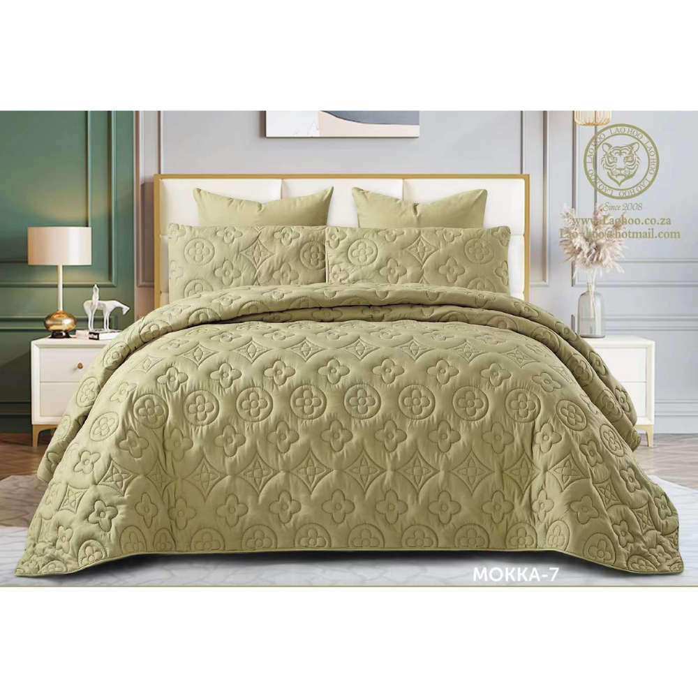 5 Piece Mokka Bedspread Quilt Set - Olive Green