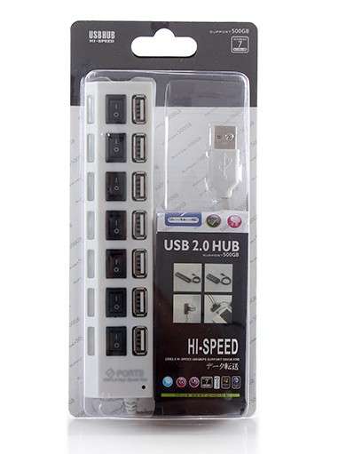 USB Hub with Switch 7-Port High Speed USB 2.0