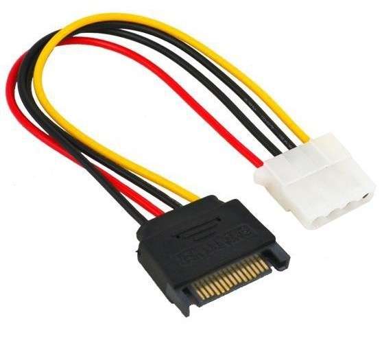 SATA 15-Pin Male to Molex 4-Pin Female Converter Cable