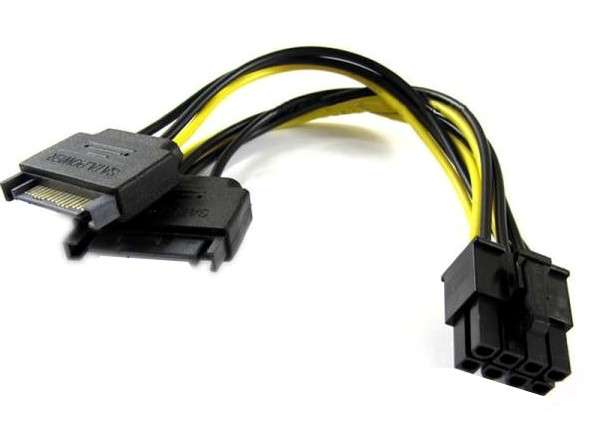 Graphics Cards Power Converter 2 x SATA Male to 8-Pin Female