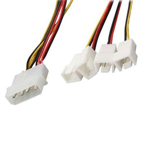 Computer Fan Cable Molex Male to 4x Headers 3-Pin
