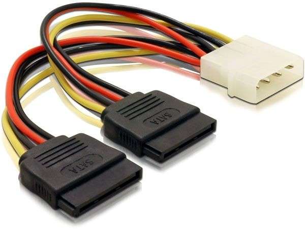 Molex to 2x SATA Power Cable 10 cm