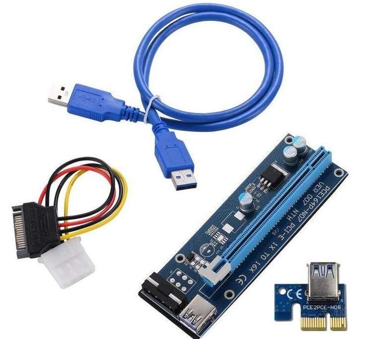 Riser Cable PCI-E Vertical Mount 4-Pin Molex 3XFP Solid Caps