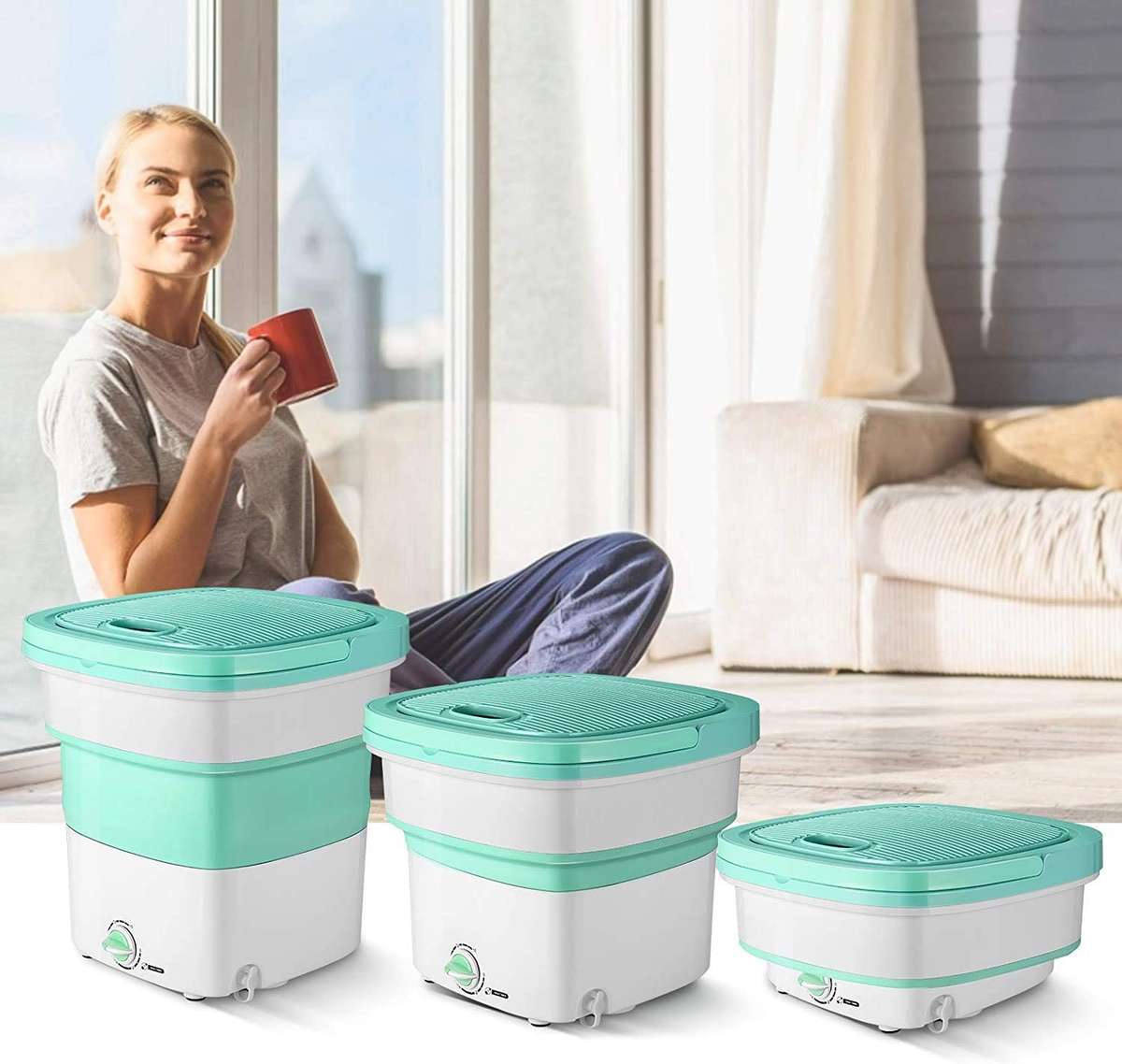 Portable Folding Laundry Ultrasonic Semi-automatic Clothes Washing Machine