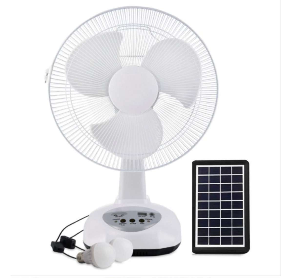 Rechargeable solar fan with 2 LED lights