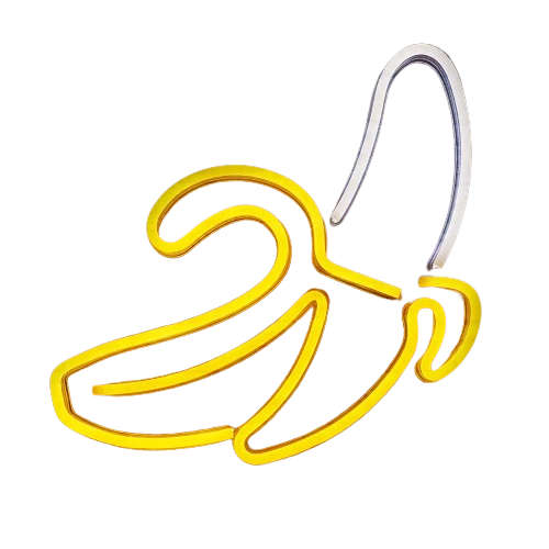 USB Powered Banana Neon Lamp With Back Plate + On Off Switch
