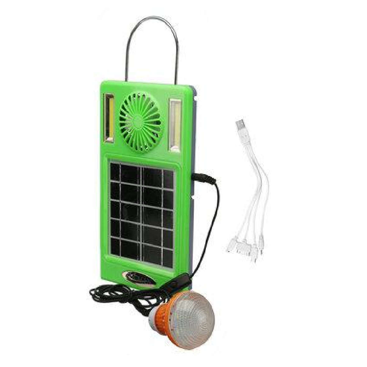Solar Powered Emergency Light Bulb With Mini Fan