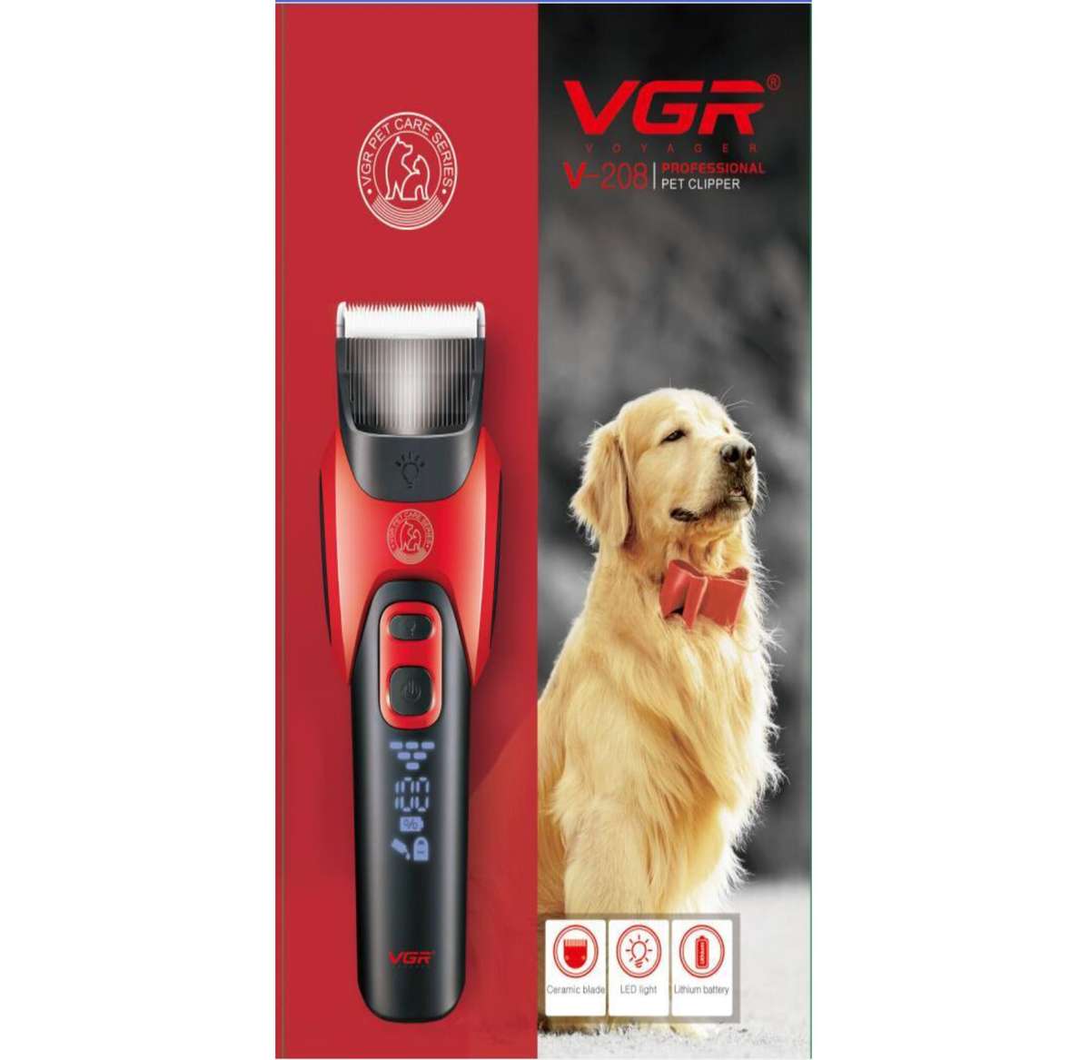 VGR V-208 Professional pet clipper Red