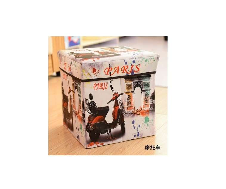 Folding Storage Ottoman Gift - Vintage bike