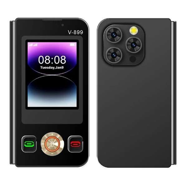 V-899 Dual 2.8" Screen Flip Mobile Phone - 2 sim + SD Card