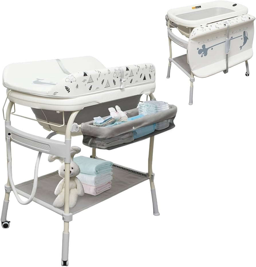 Ashcomonline 2-in-1 Portable Baby Bathtub with Changing Table