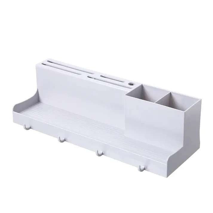 Multi-Functional Wall-Mounted Storage Rack with Hooks & Compartments  Space-Saving Organizer f...