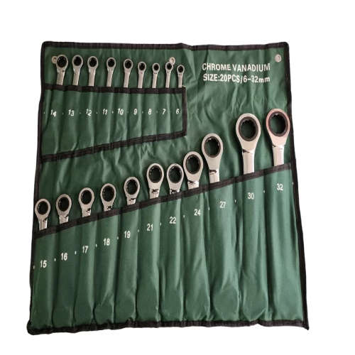Ashcomonline 20-Piece Vanadium Ratchet Spanner Set Double Sided Rachet Wrench