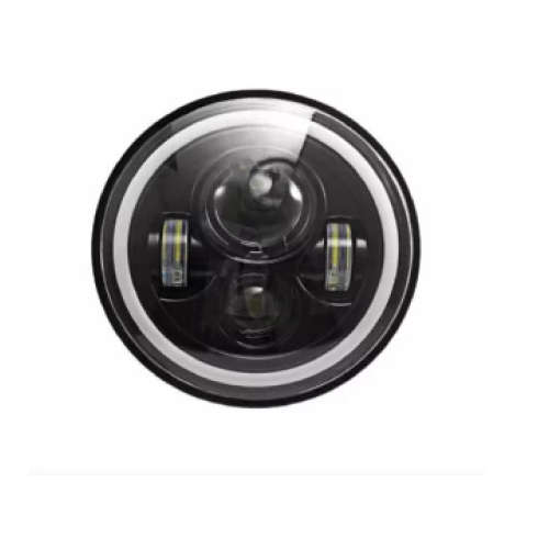 Ashcomonline 7 Inch Full Ring Round LED Headlight PC-7 Headlight All Vehicle Types Halogen for N/...
