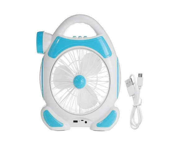Ashcomonline Rechargeable Desktop Fan with Light A++ 22 mm 3 Blade Table Fan