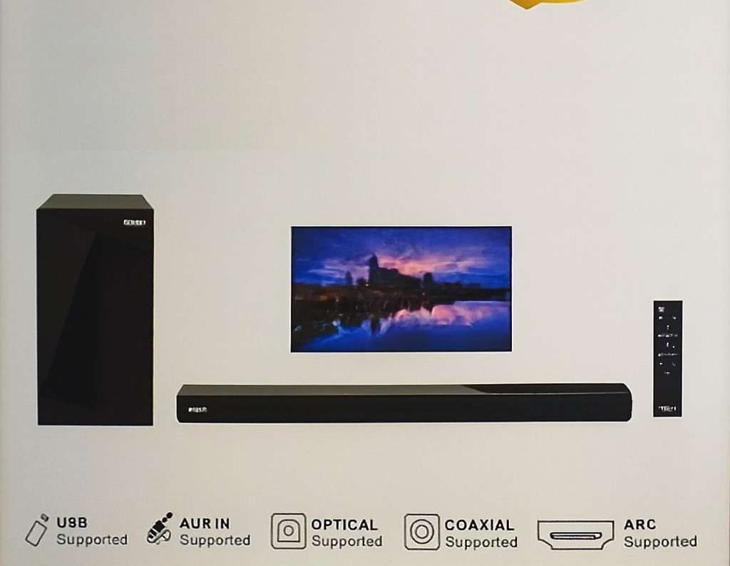 ECCO MV99C4 2.1 Channel Soundbar System  120W Peak Power, Deep Bass Subwoofer, Multi-Input Con...