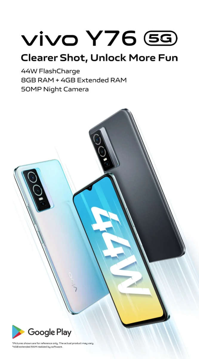 **BRAND NEW & SEALED** VIVO Y76 128GB 5G -WORTH R10k -GRAB IT FROM JUST R4999!!!! CLEARANCE SALE!!!!